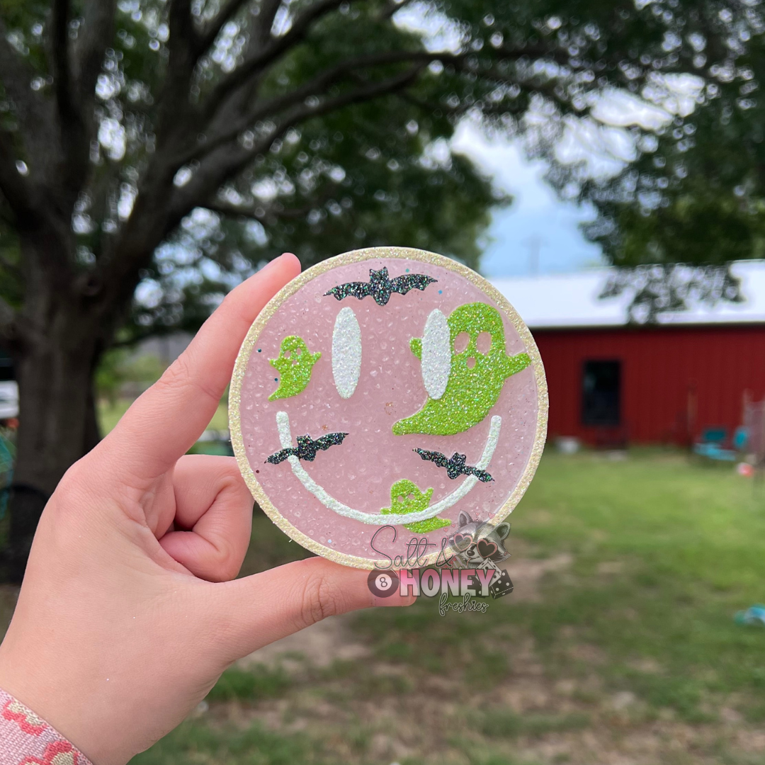 Smiley Face w/ Bats & Ghosts